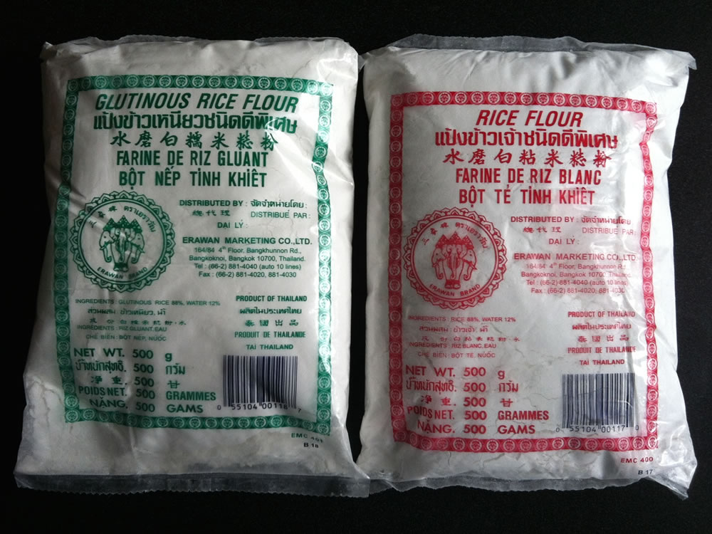 Rice Flour & Glutinous Rice Flour available from most Asian Grocery Stores