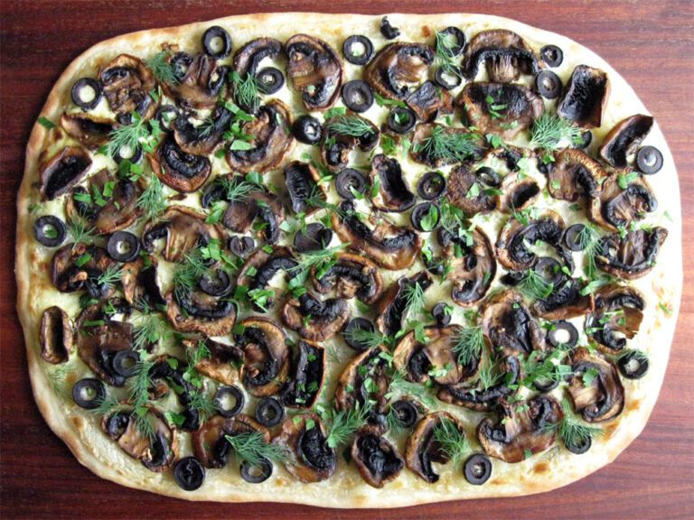 Mushroom & Black Olive Flammkuchen Hiroko's Recipes