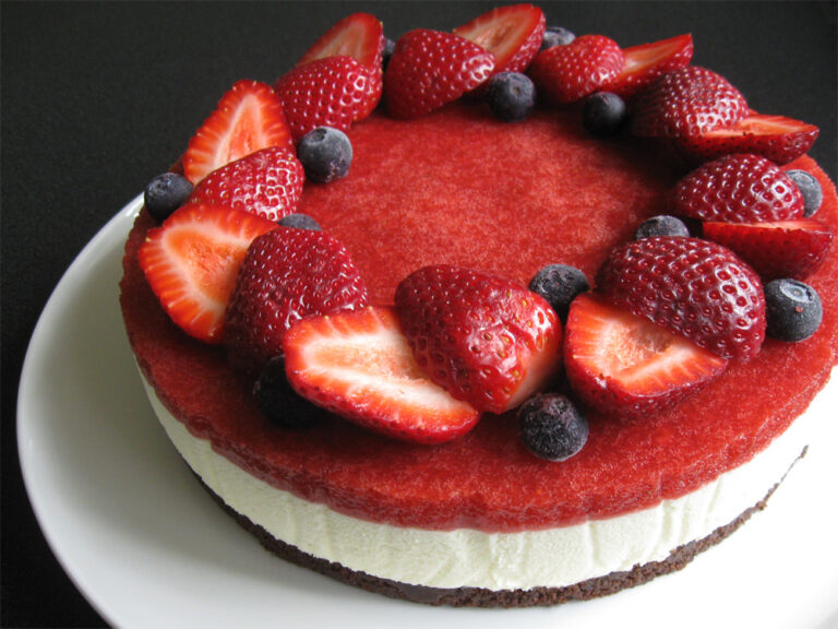 Nobake Cheesecake with Strawberry Jelly Topping Hiroko's Recipes