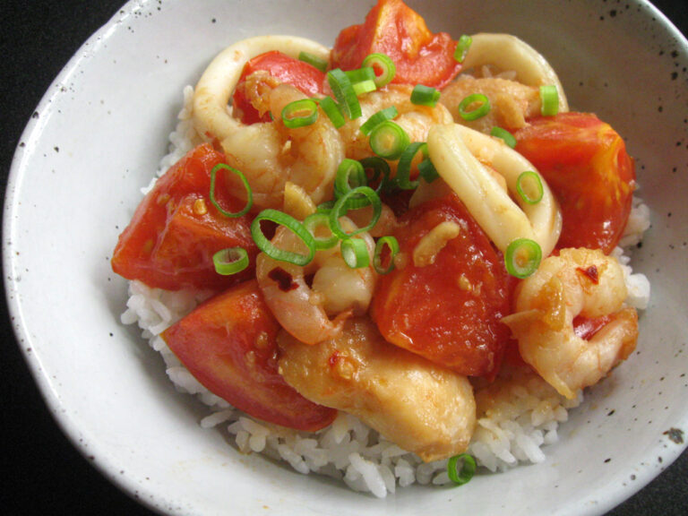 Seafood & Tomato Rice Bowl Hiroko's Recipes