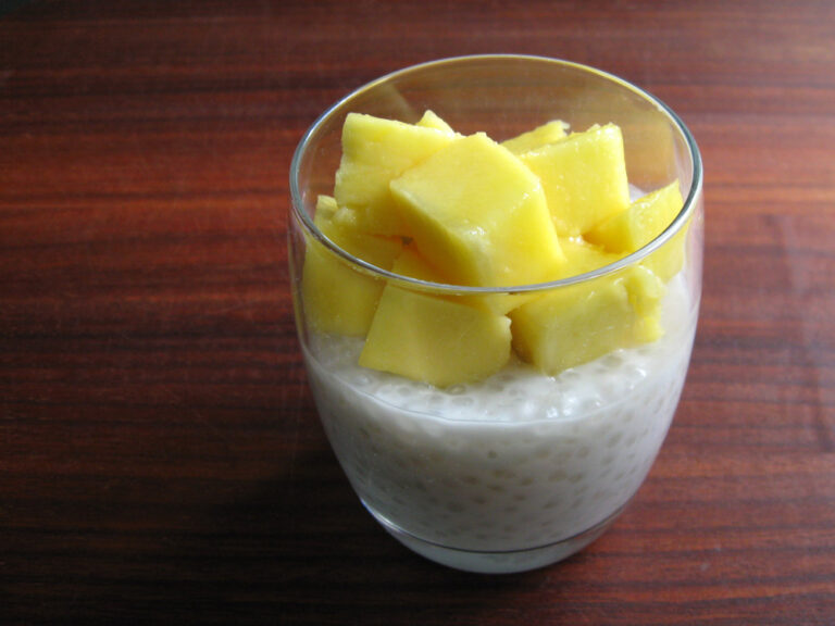 Coconut Milk Sago Pudding with Mango Hiroko's Recipes