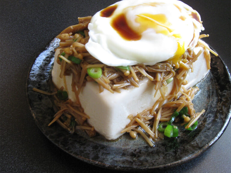 Cold Tofu with ‘Nametake’ Enoki & Egg Hiroko's Recipes